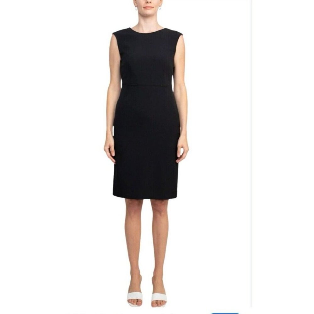 LeSuit Sheath Dress 10 Sleeveless Black Stretch Career Church NEW